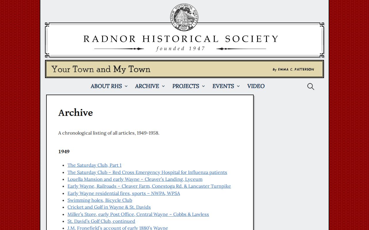 Radnor Township city directory Blue Book reference from the Historical Society