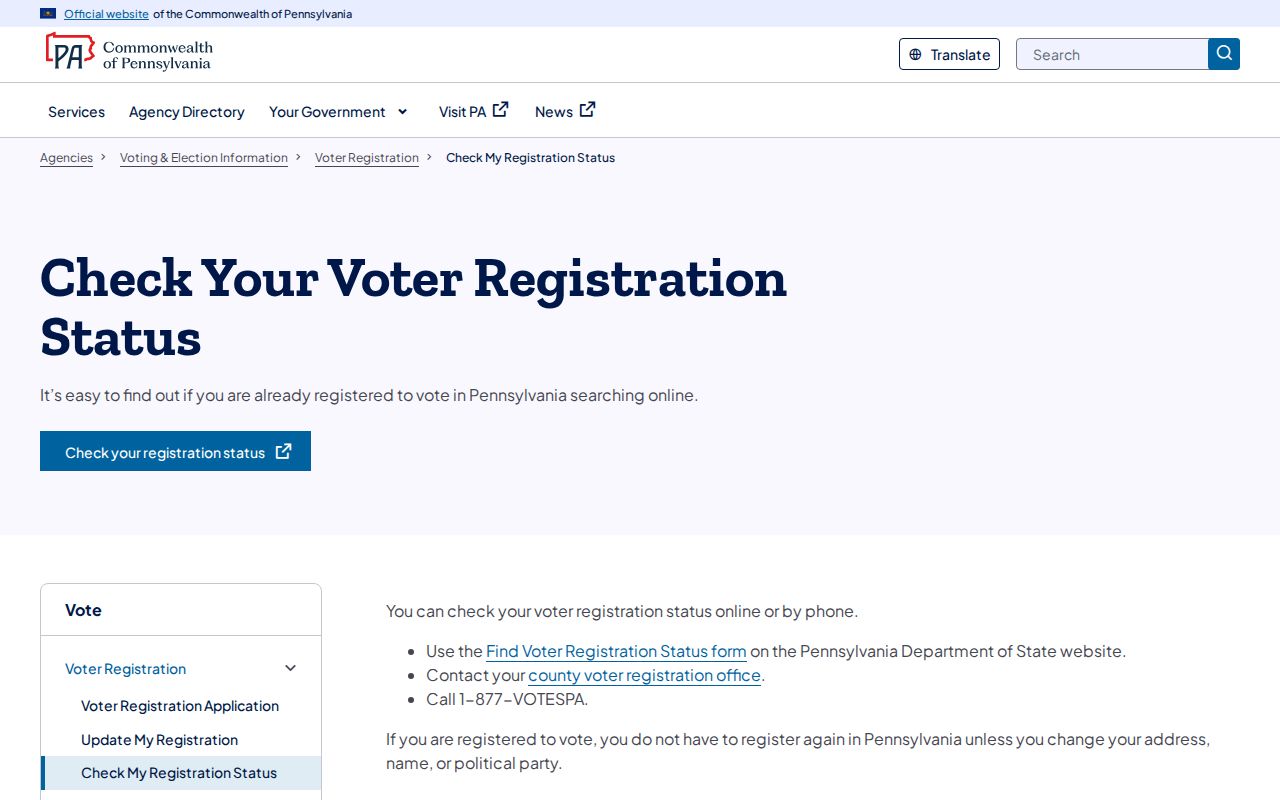 Radnor Township residents directory Pennsylvania voter status route