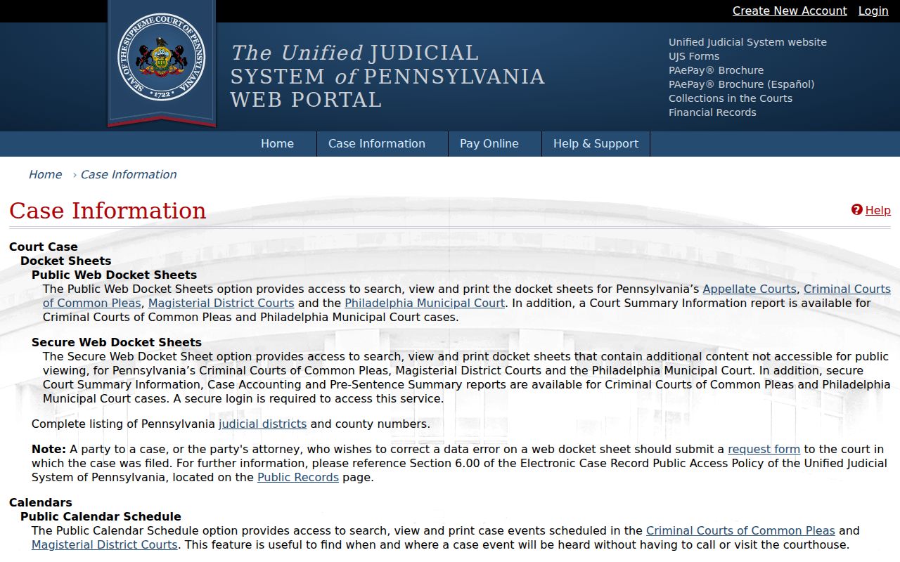 Radnor Township resident lookup UJS public and secure case information guide