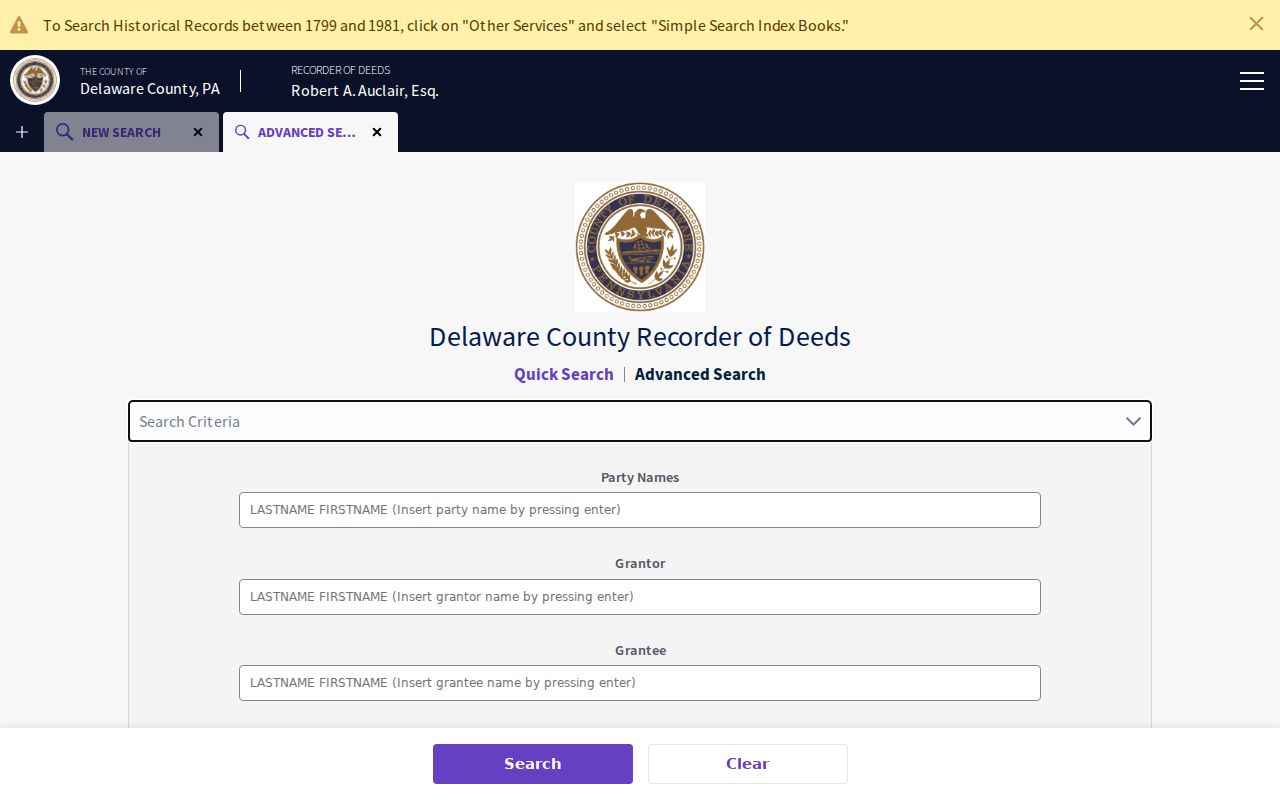 Radnor Township street directory Recorder advanced search